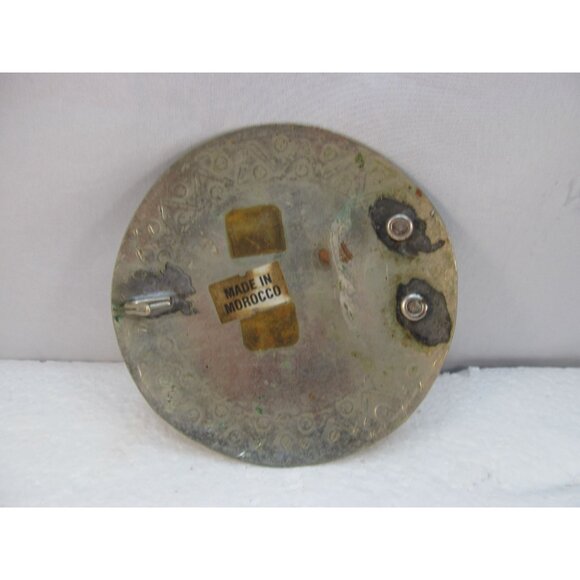 Vintage Large Silver Tone Moroccan Disc Belt Buckle with Geometric Design main image 4